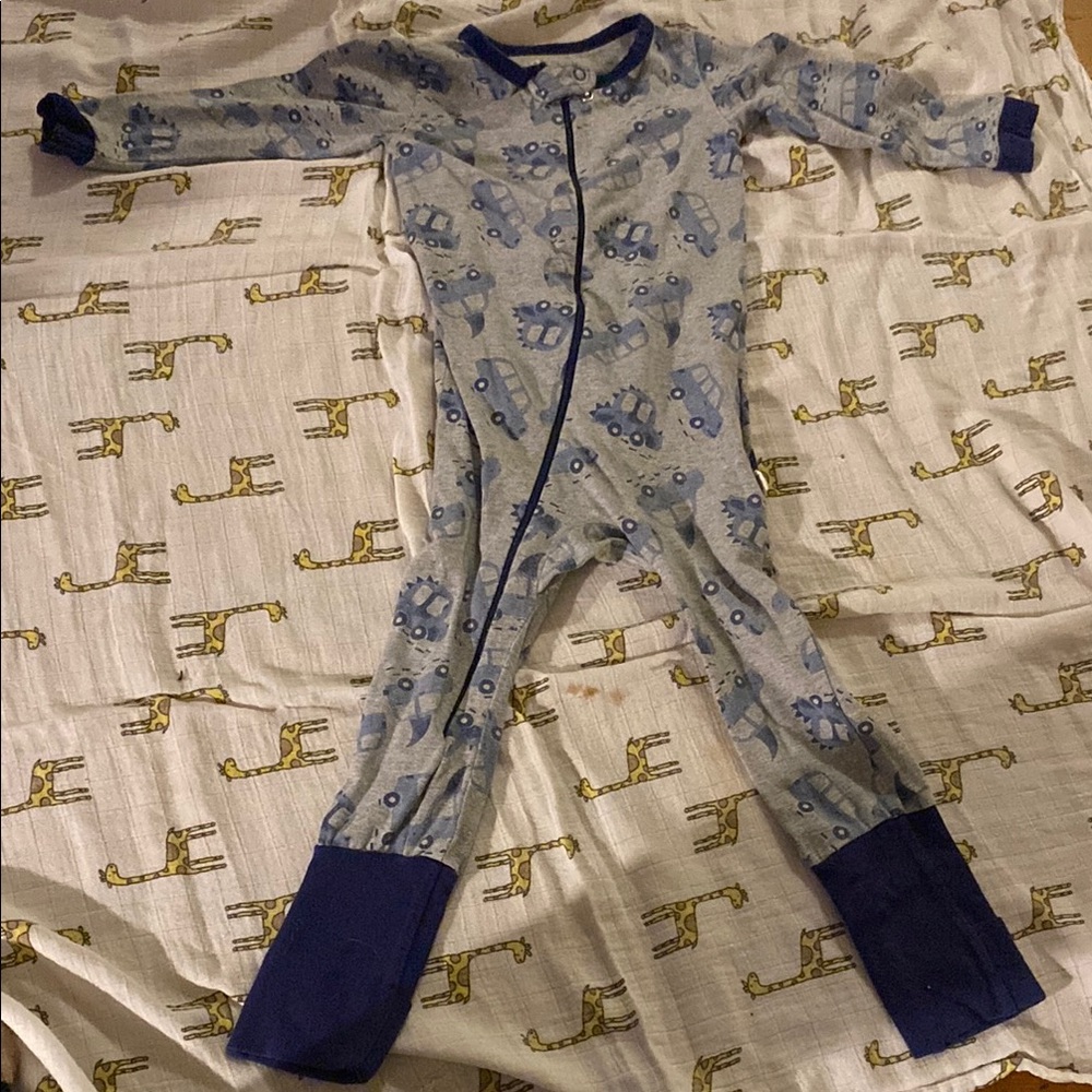 Blue Kids One Piece with Vehicle Print